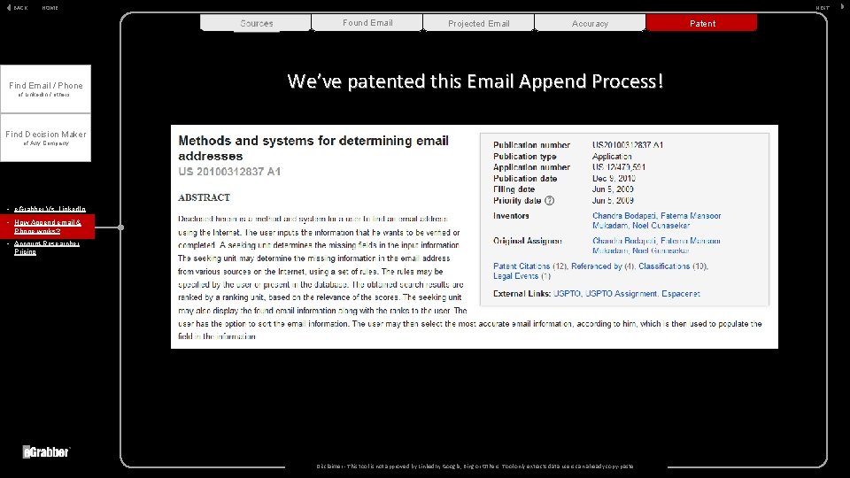 BACK HOME NEXT Found Email Find Email / Phone of Linked. In / others.