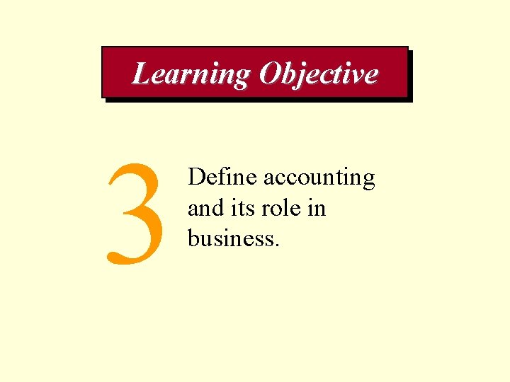 Learning Objective 3 Define accounting and its role in business. 