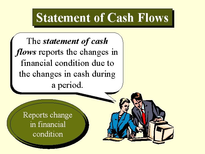 Statement of Cash Flows The statement of cash flows reports the changes in financial