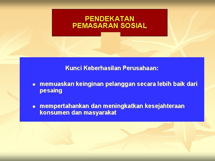 PENDEKATAN PEMASARAN SOSIAL Kunci Keberhasilan Perusahaan: n n memuaskan keinginan pelanggan secara lebih baik