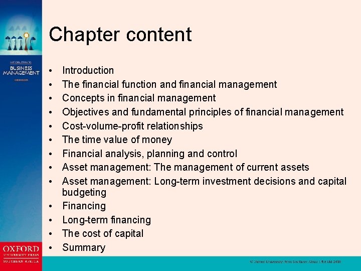 Chapter content • • • • Introduction The financial function and financial management Concepts