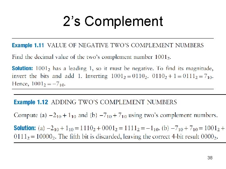 2’s Complement 38 