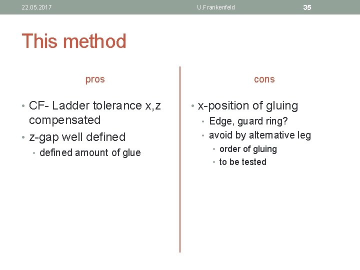 22. 05. 2017 35 U. Frankenfeld This method pros • CF- Ladder tolerance x,