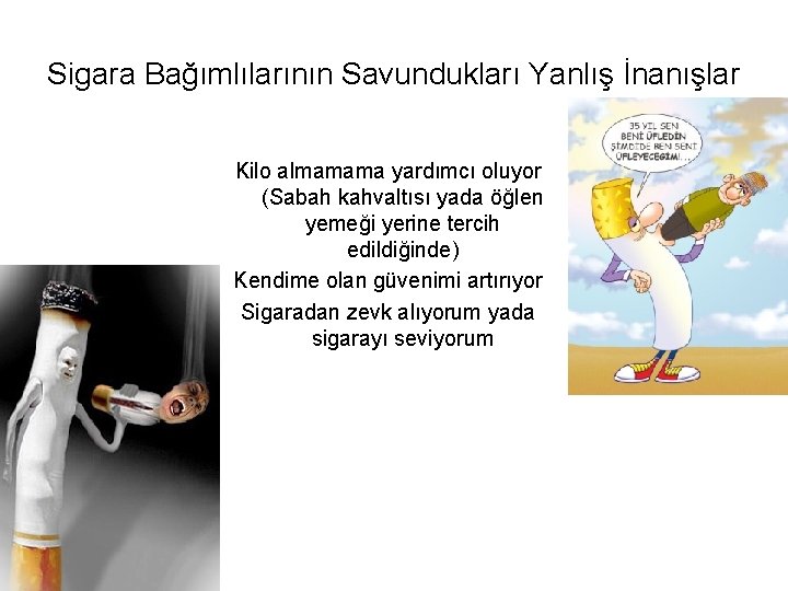 Sigara Bağımlılarının Savundukları Yanlış İnanışlar Kilo almamama yardımcı oluyor (Sabah kahvaltısı yada öğlen yemeği