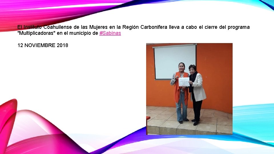 El Instituto Coahuilense de las Mujeres en la Región Carbonifera lleva a cabo el