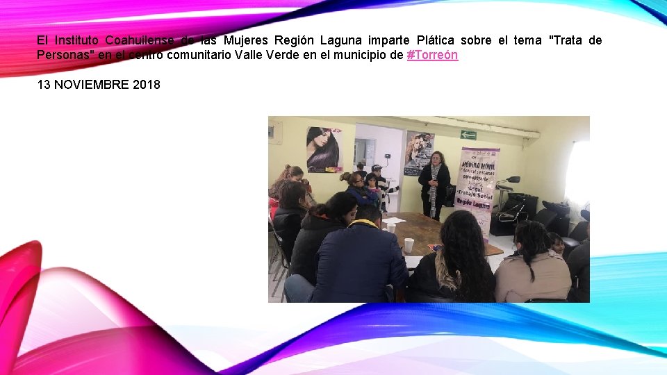 El Instituto Coahuilense de las Mujeres Región Laguna imparte Plática sobre el tema "Trata