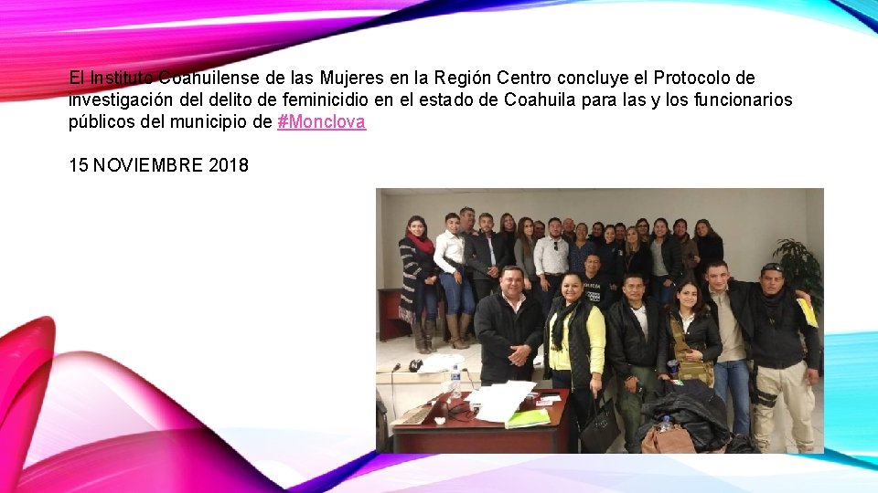 El Instituto Coahuilense de las Mujeres en la Región Centro concluye el Protocolo de