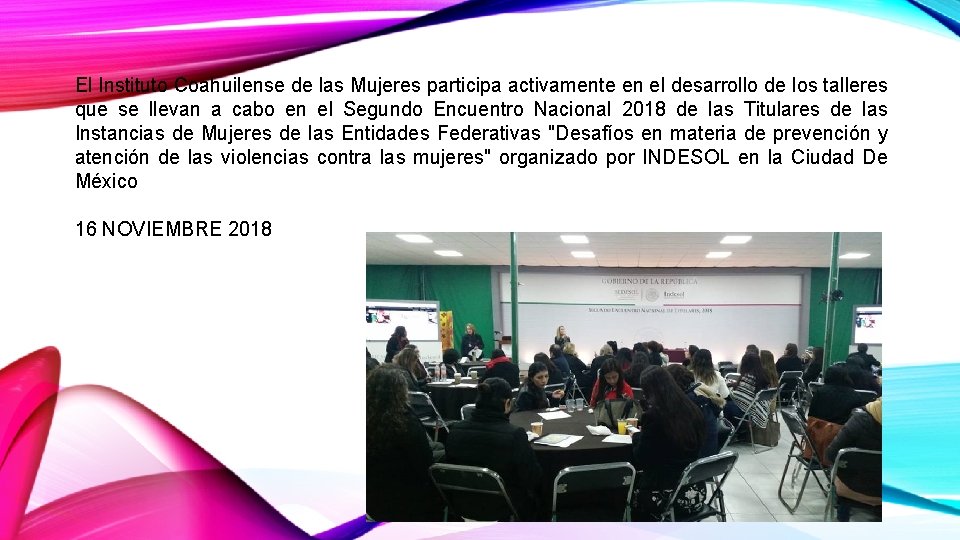 El Instituto Coahuilense de las Mujeres participa activamente en el desarrollo de los talleres