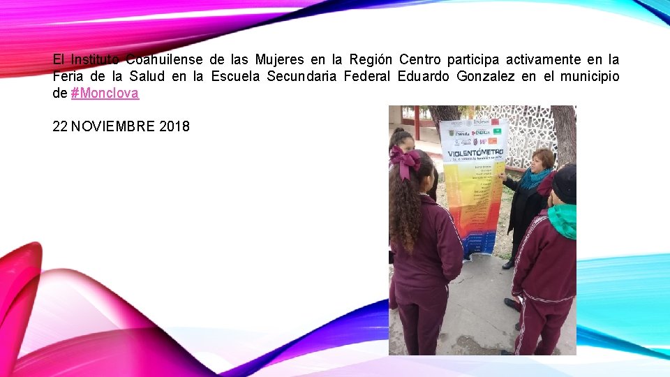 El Instituto Coahuilense de las Mujeres en la Región Centro participa activamente en la