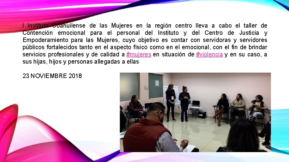 l Instituto Coahuilense de las Mujeres en la región centro lleva a cabo el