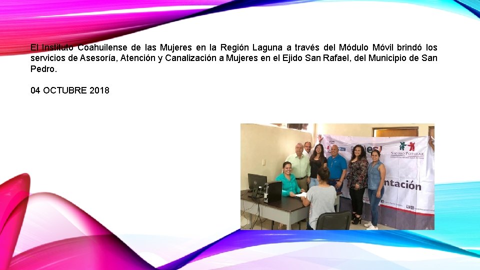 El Instituto Coahuilense de las Mujeres en la Región Laguna a través del Módulo