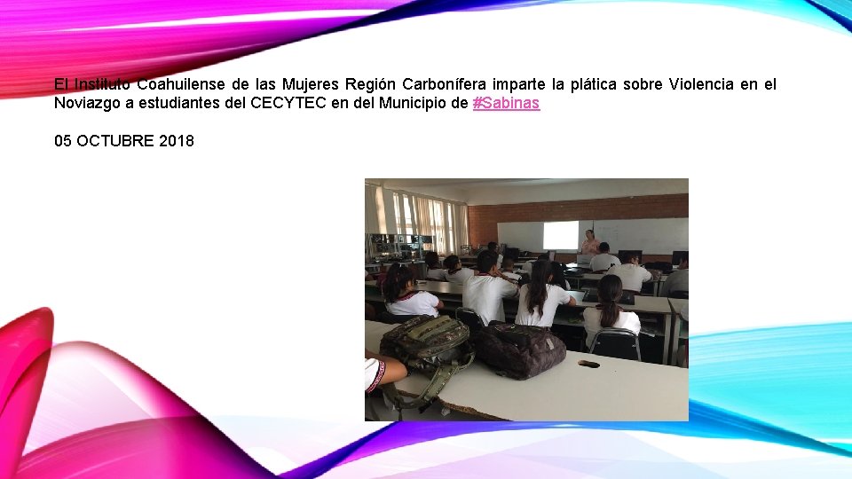 El Instituto Coahuilense de las Mujeres Región Carbonífera imparte la plática sobre Violencia en