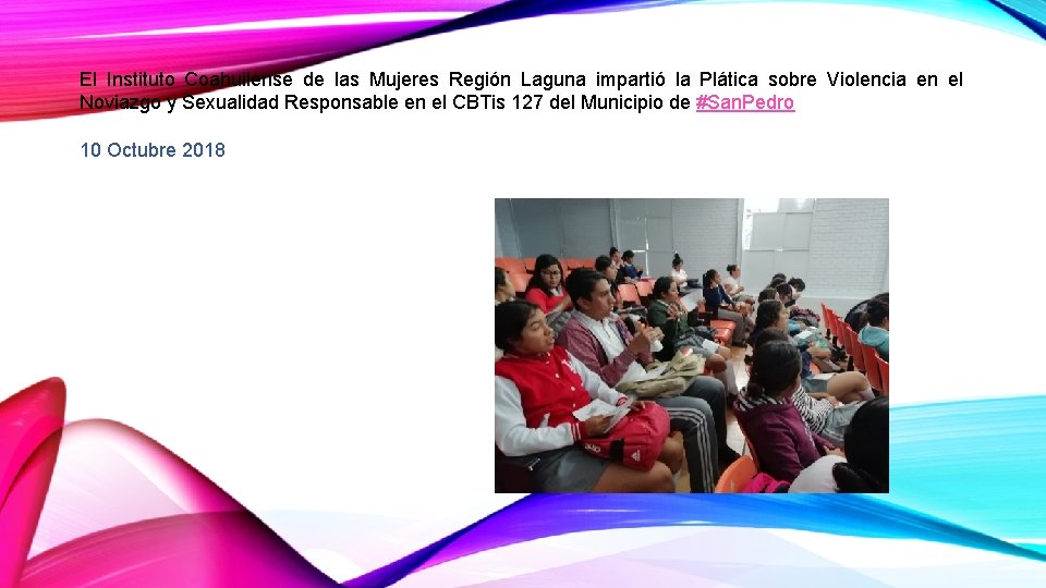 El Instituto Coahuilense de las Mujeres Región Laguna impartió la Plática sobre Violencia en