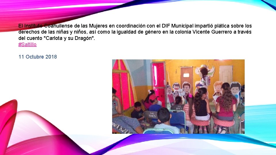 El Instituto Coahuilense de las Mujeres en coordinación con el DIF Municipal impartió plática