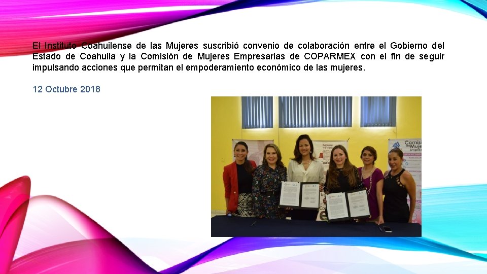 El Instituto Coahuilense de las Mujeres suscribió convenio de colaboración entre el Gobierno del