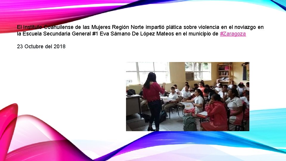 El Instituto Coahuilense de las Mujeres Región Norte impartió plática sobre violencia en el