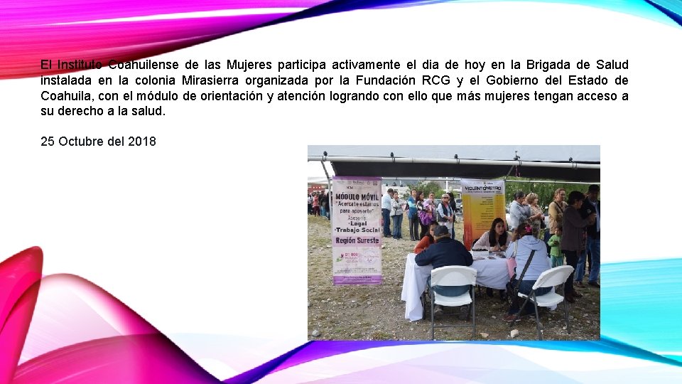 El Instituto Coahuilense de las Mujeres participa activamente el dia de hoy en la