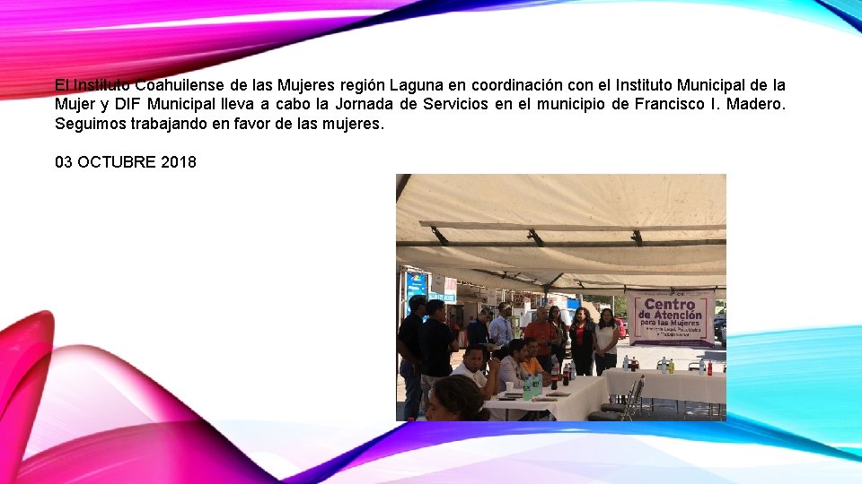 El Instituto Coahuilense de las Mujeres región Laguna en coordinación con el Instituto Municipal