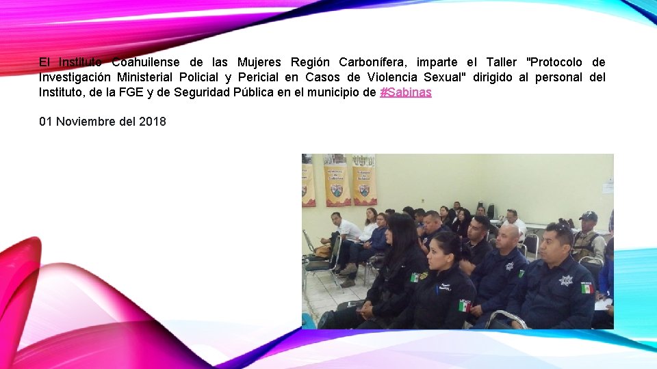 El Instituto Coahuilense de las Mujeres Región Carbonífera, imparte el Taller "Protocolo de Investigación