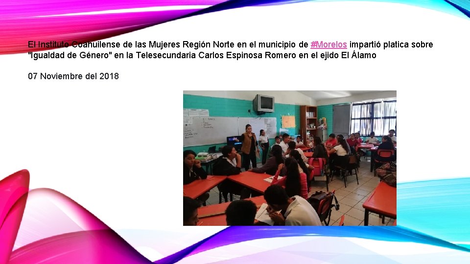 El Instituto Coahuilense de las Mujeres Región Norte en el municipio de #Morelos impartió