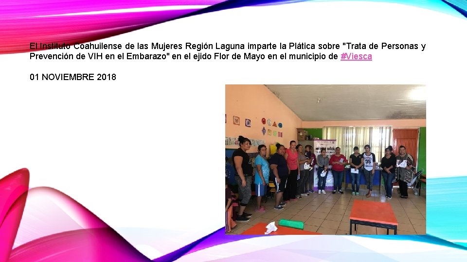 El Instituto Coahuilense de las Mujeres Región Laguna imparte la Plática sobre "Trata de