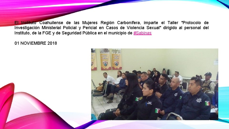 El Instituto Coahuilense de las Mujeres Región Carbonífera, imparte el Taller "Protocolo de Investigación