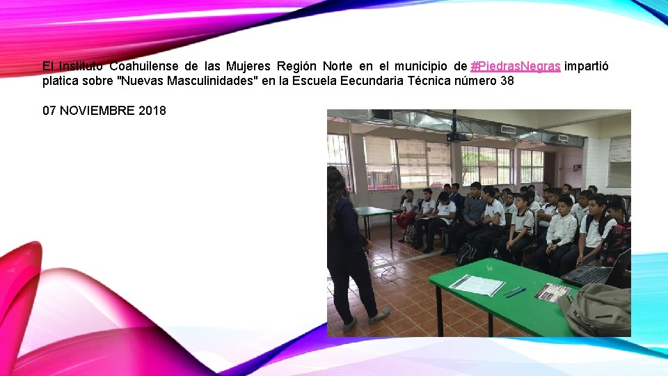 El Instituto Coahuilense de las Mujeres Región Norte en el municipio de #Piedras. Negras