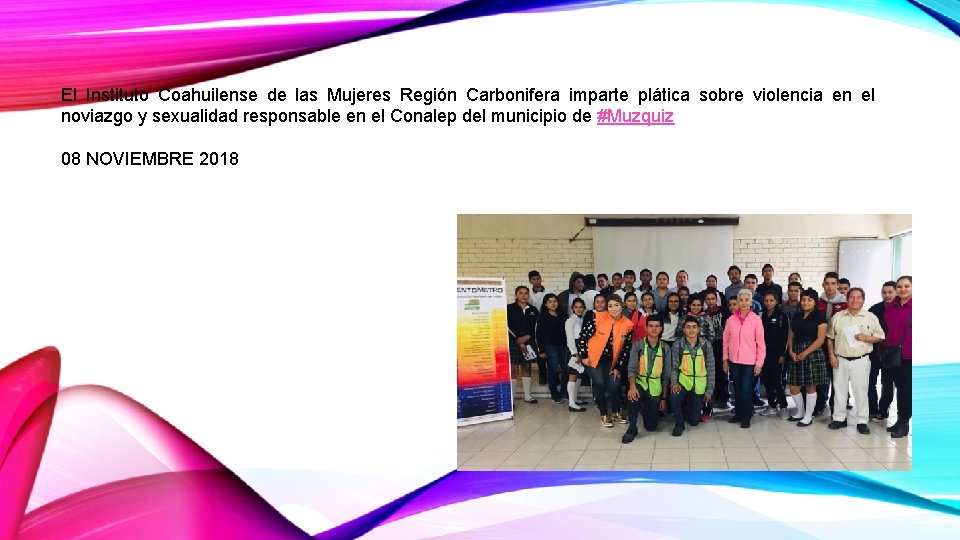 El Instituto Coahuilense de las Mujeres Región Carbonifera imparte plática sobre violencia en el