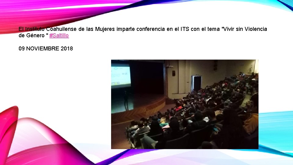 El Instituto Coahuilense de las Mujeres imparte conferencia en el ITS con el tema