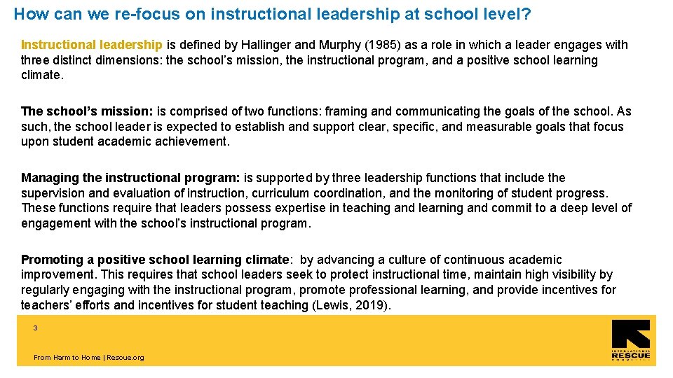 How can we re-focus on instructional leadership at school level? Instructional leadership is defined