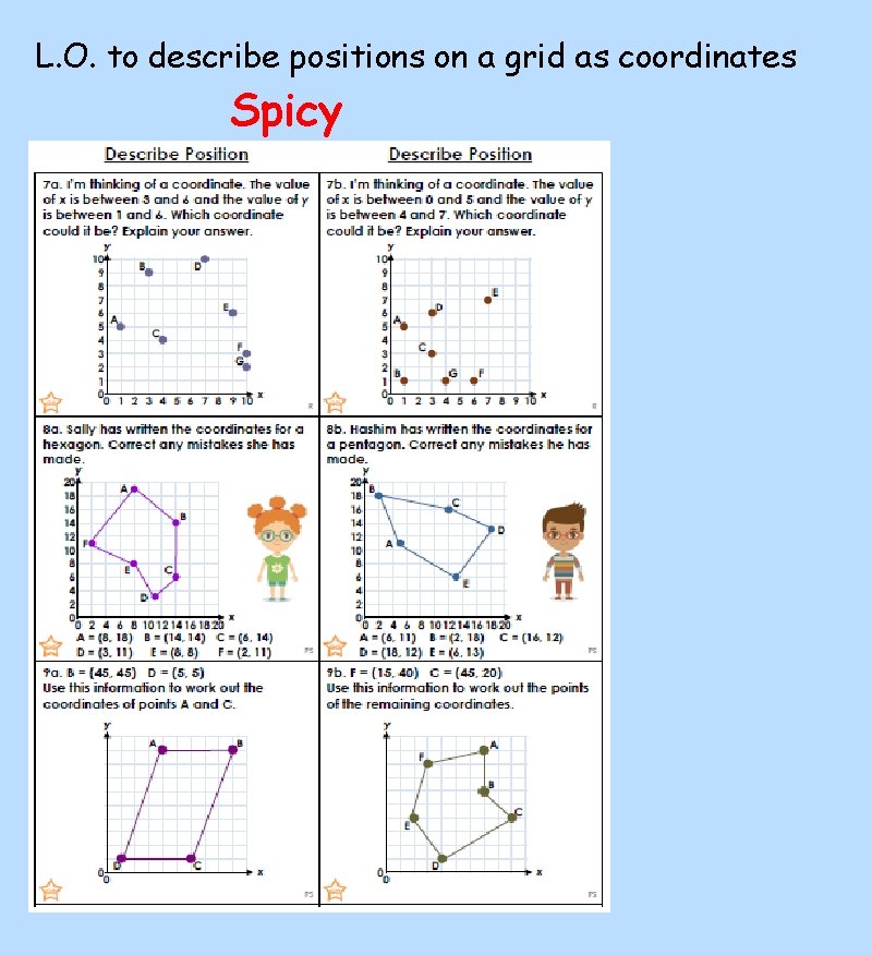 L. O. to describe positions on a grid as coordinates Spicy 
