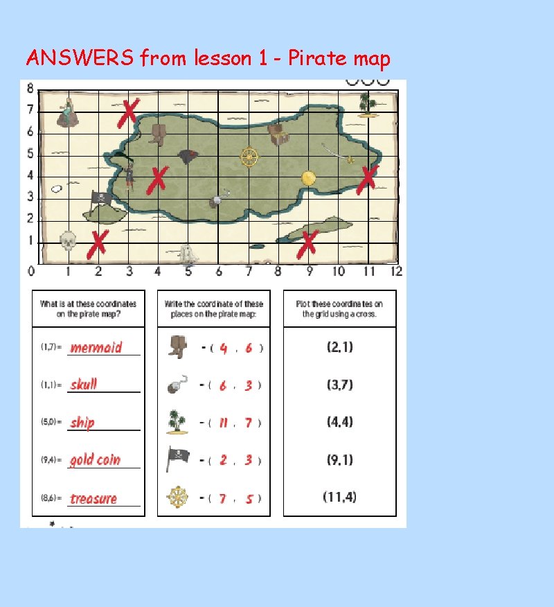 ANSWERS from lesson 1 - Pirate map 