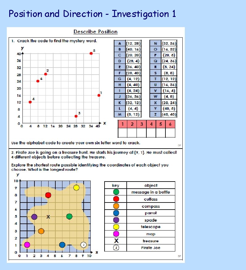 Position and Direction - Investigation 1 