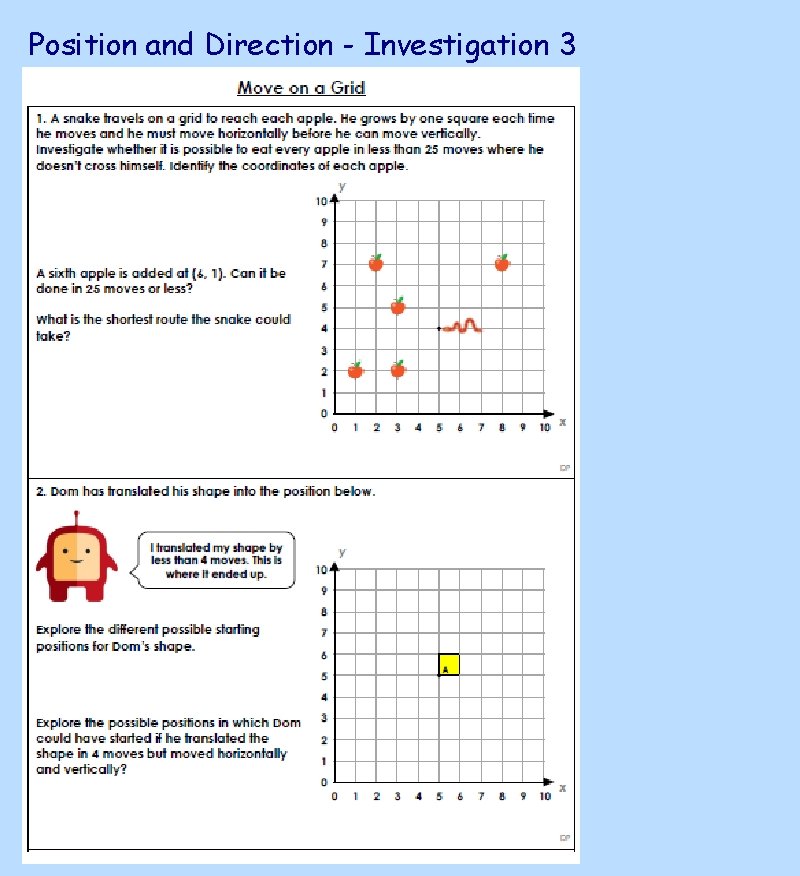 Position and Direction - Investigation 3 