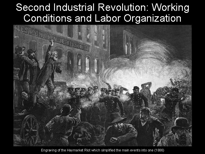 Second Industrial Revolution: Working Conditions and Labor Organization Engraving of the Haymarket Riot which