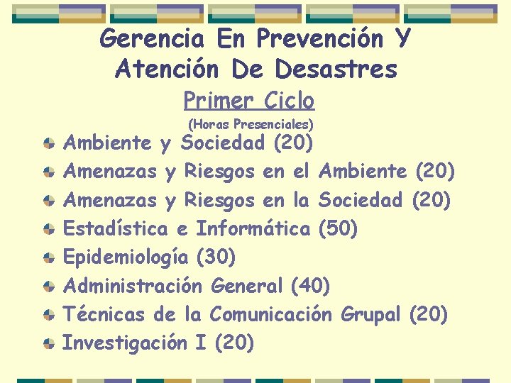 Gerencia En Prevención Y Atención De Desastres Primer Ciclo (Horas Presenciales) Ambiente y Sociedad