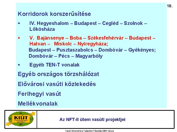 18. Korridorok korszerűsítése § IV. Hegyeshalom – Budapest – Cegléd – Szolnok – Lőkösháza