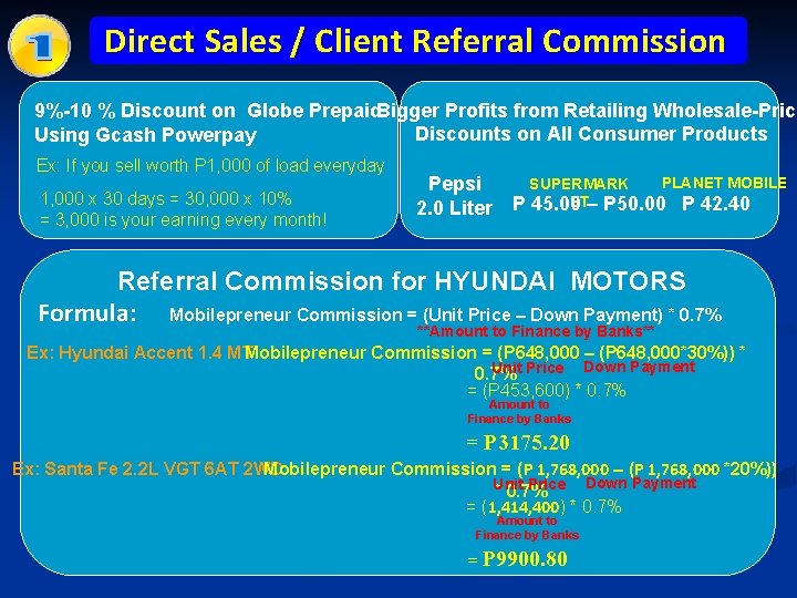Direct Sales / Client Referral Commission 9%-10 % Discount on Globe Prepaid. Bigger Profits
