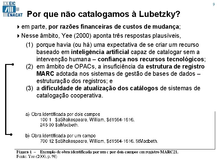 9 Por que não catalogamos à Lubetzky? 4 em parte, por razões financeiras de