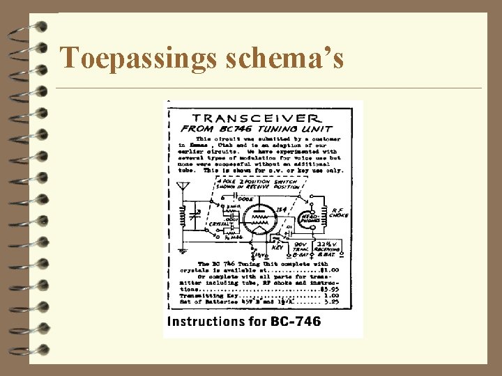 Toepassings schema’s 