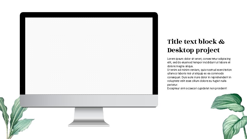 Title text block & Desktop project Lorem ipsum dolor sit amet, consectetur adipiscing elit,