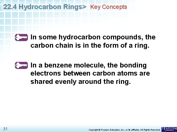 22. 4 Hydrocarbon Rings> Key Concepts In some hydrocarbon compounds, the carbon chain is