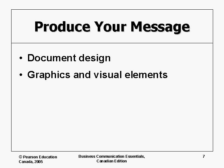 Produce Your Message • Document design • Graphics and visual elements © Pearson Education
