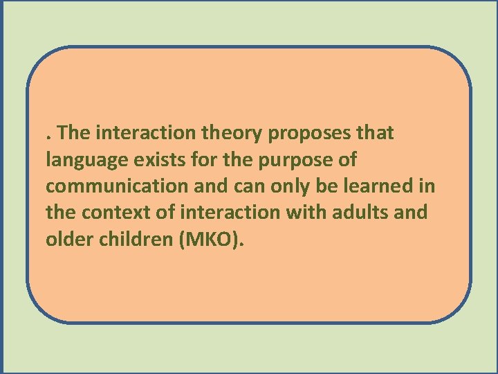 . The interaction theory proposes that language exists for the purpose of communication and . The interaction theory proposes that language exists for the purpose of communication and