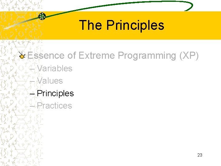 The Principles Essence of Extreme Programming (XP) – Variables – Values – Principles –