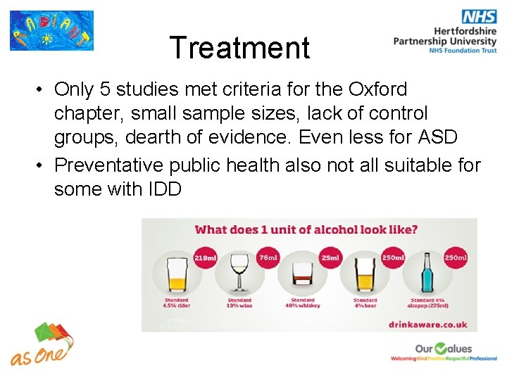Treatment • Only 5 studies met criteria for the Oxford chapter, small sample sizes,