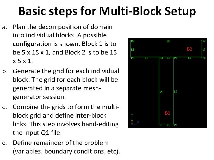 Basic steps for Multi-Block Setup a. Plan the decomposition of domain into individual blocks.