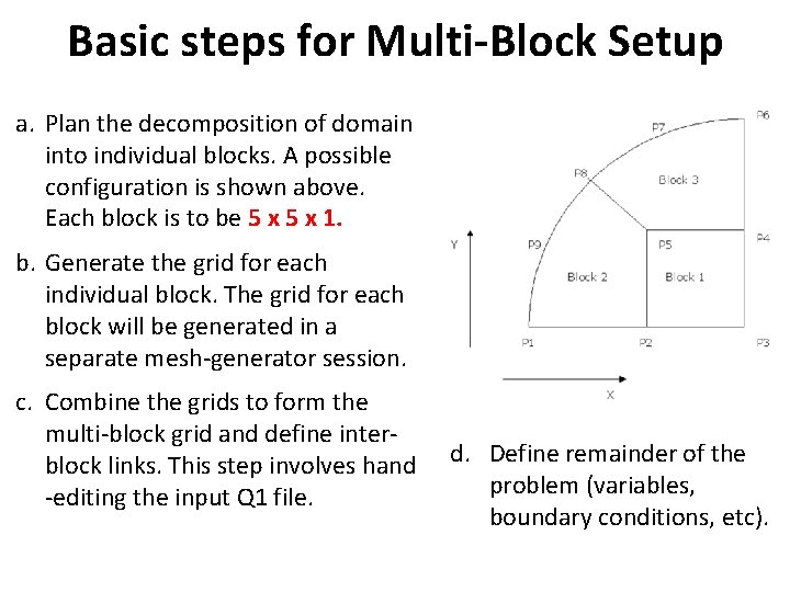 Basic steps for Multi-Block Setup a. Plan the decomposition of domain into individual blocks.