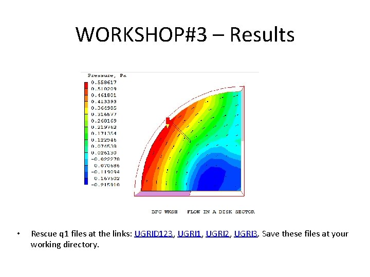 WORKSHOP#3 – Results • Rescue q 1 files at the links: UGRID 123, UGRI