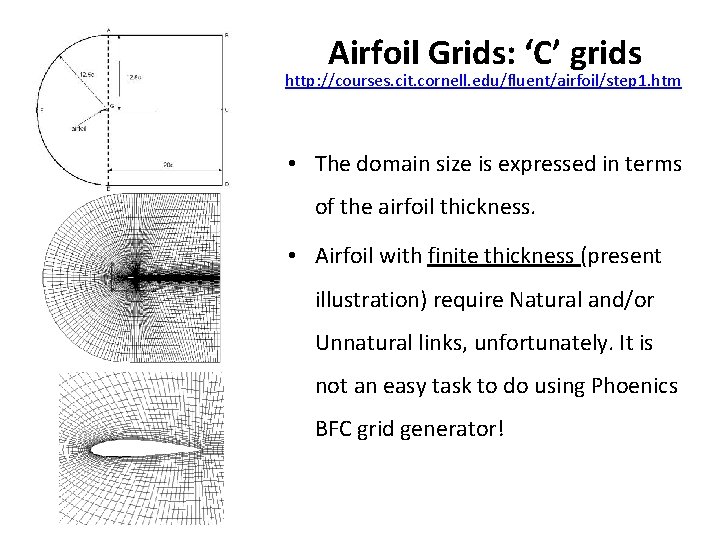 Airfoil Grids: ‘C’ grids http: //courses. cit. cornell. edu/fluent/airfoil/step 1. htm • The domain